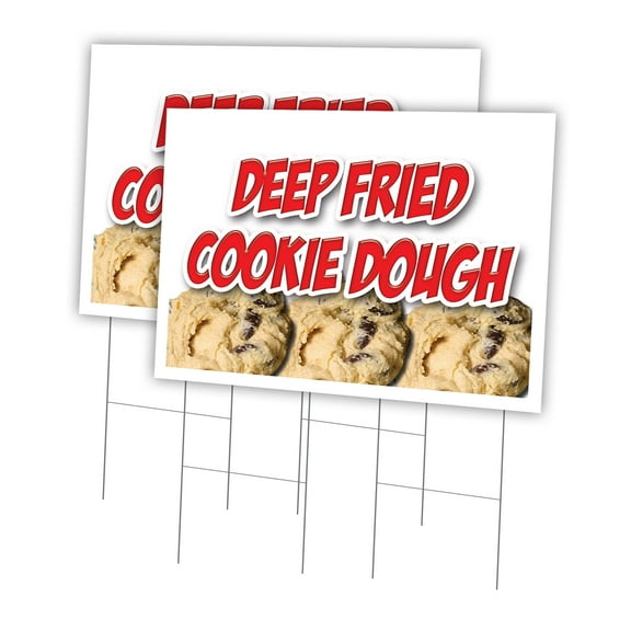 Deep Fried Cooki Dough 2 Pack Of 24" x 36" Yard Sign & Stake | Advertise Your Business | Stake Included Image On Front Only | Made in The USA