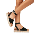thumbnail image 3 of BERANMEY Open Toe Buckle Ankle Strap Espadrilles with Flatform Wedge Sandals For Women - Casual Platform Sandals Women Comfortable - Espadrilles Beach Sandals For Woman, 3 of 11