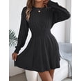 thumbnail image 4 of Cogild Cable Knitted Sweaters for Womens Dress with Long Sleeves Crew Neck Tunic Dress Sweaters Versatile Fit Classic Design for Casual Outfits, 4 of 7