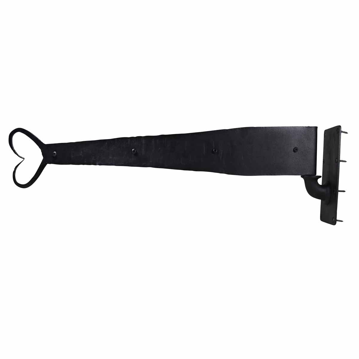 Renovators Supply Black Wrought Iron Lift Off Pintle Strap Hinge 28" Heart tip Reversible Pintle Strap Gate and Door Hinges w/Hardware