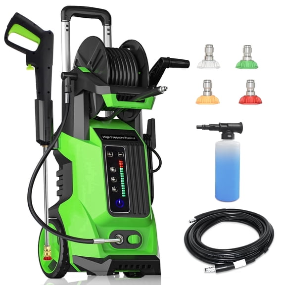 Electric Pressure Washer 5000PSI-Max 3.6GPM Power Washer Touch Screen Adjustable Pressure,4 Nozzles and 500ml Foam Cannon Power Washer Cleaning for Patio