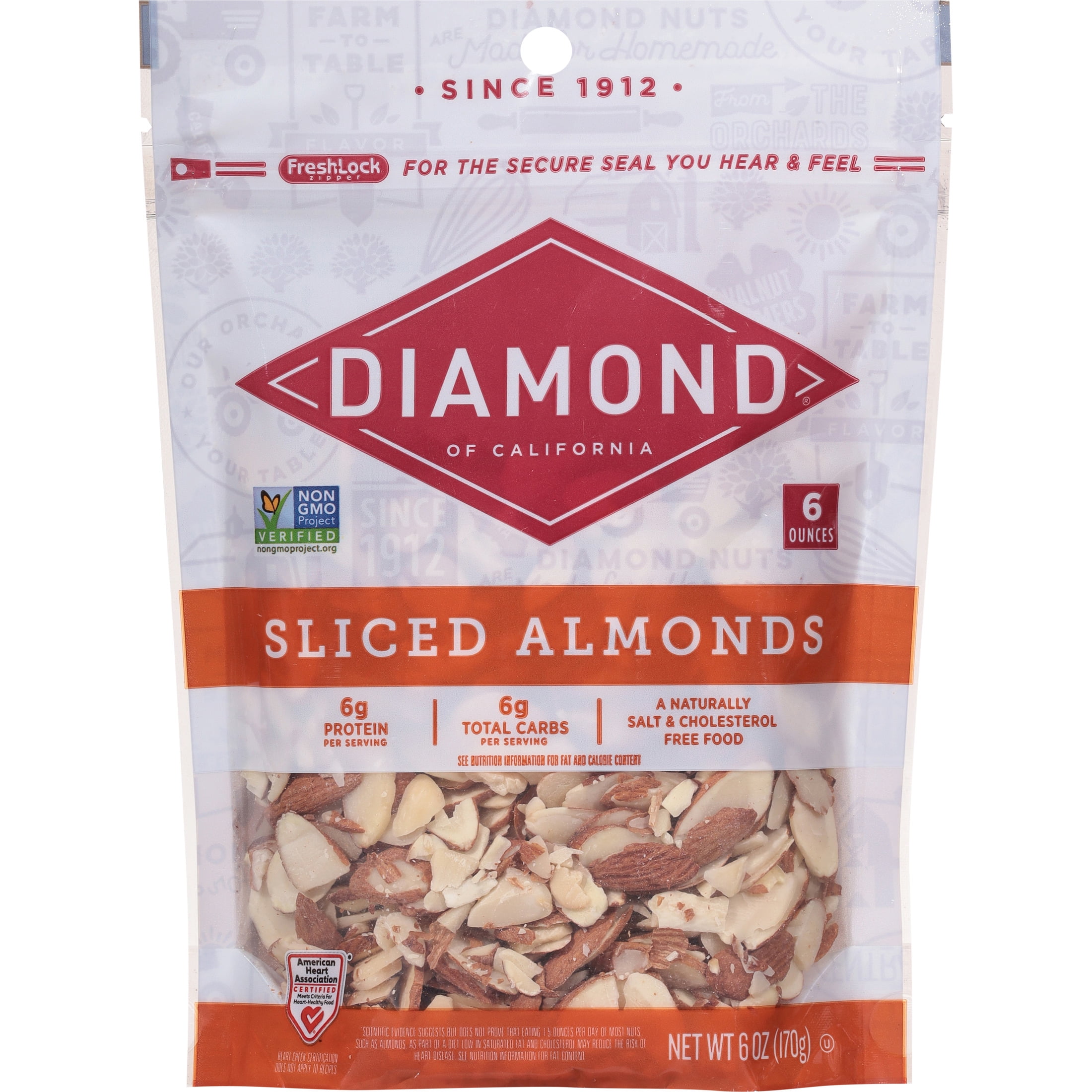 (15 pack) Diamond of California Sliced Almonds 6 oz - Gluten-Free Nut Snack