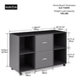 thumbnail image 4 of LaMuseCybèle 2 Drawer Wooden horizontal filing cabinet with 4 open storage shelves, black oak dark gray, 4 of 4