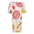 thumbnail image 5 of Sweets And Rainbow Lollipops Pattern Women's Off The Shoulder Ruffles Summer Wedding Guest Loose Casual Party Beach Dress, 5 of 9
