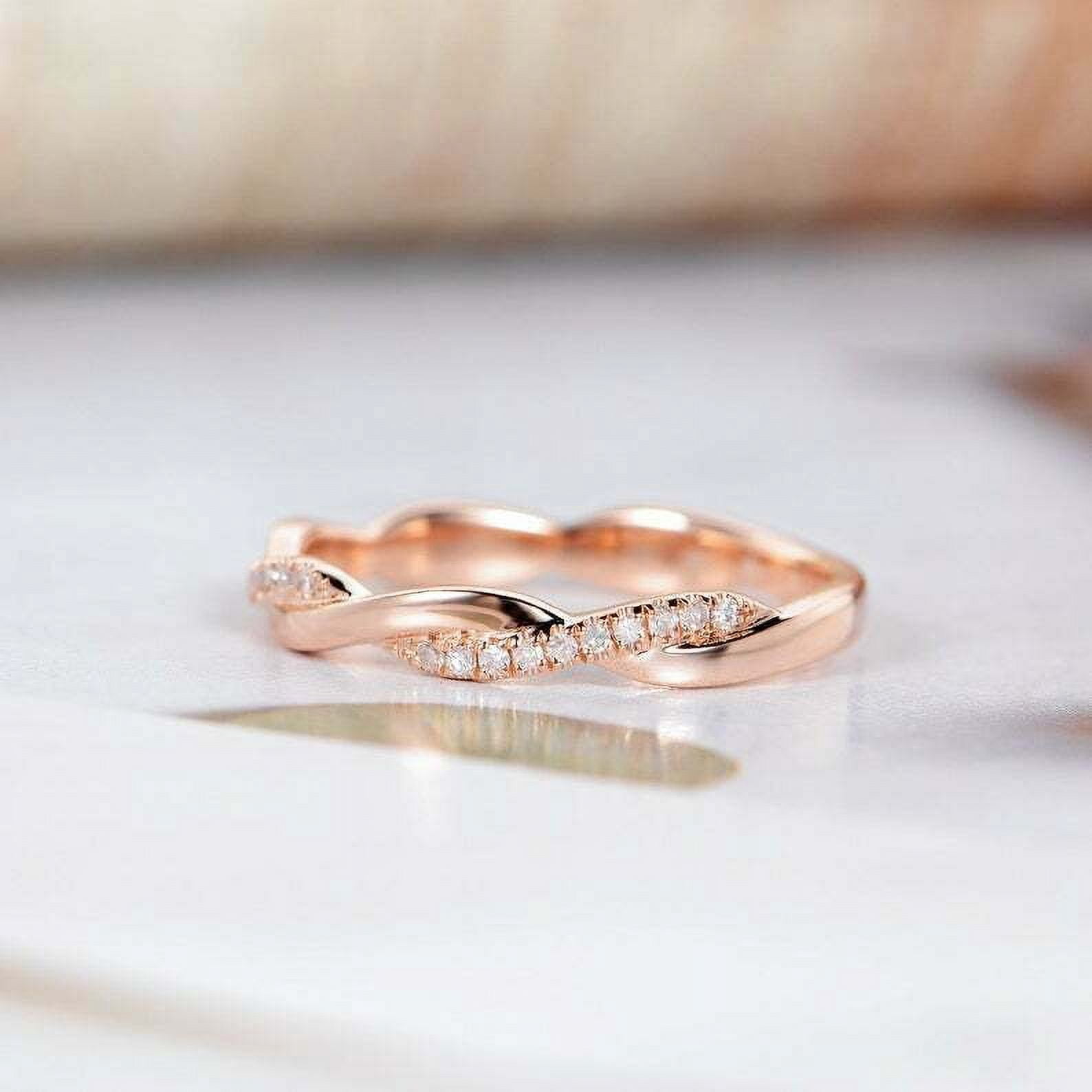 HeartsAndYou 1ct Round Cut Moissanite Engagement Ring for Women Twisted Rope Infinity 18k Rose Gold Over Silver