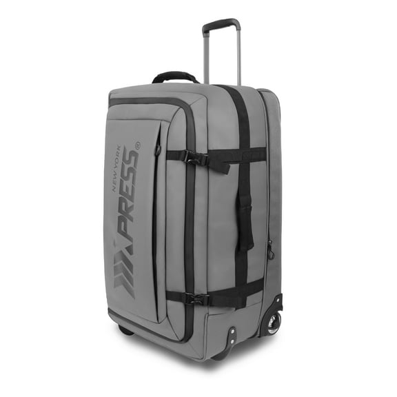 30" Large Checked Luggage Expandable Softside Suitcase with Wheels Heavy-Duty Waterproof Wheeled Luggage Bag,Grey - TA069