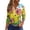 Yellow, variant on Women’s V Neck 3/4 Sleeve Casual Top with Butterfly Print Gradient Pattern Lightweight Pullover Blouse Shirt Light Blue 2XL