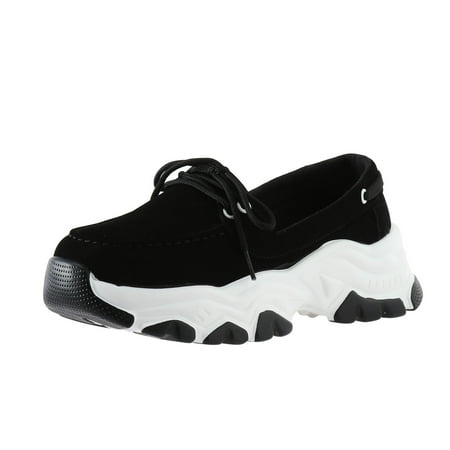 

KI-8jcuD Non Slip Shoes For Women Food Service Fashion All Season Women Sports Shoes Flat Bottom Non Slip Thick Bottom Platform Waterproof Upper Slip On Lace Up Comfortable Solid Color Casual Style