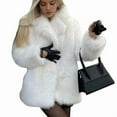 thumbnail image 3 of Womens Faux Fur Coat Winter Casual Oversized Lapel Jackets Warm Outerwear White S, 3 of 9