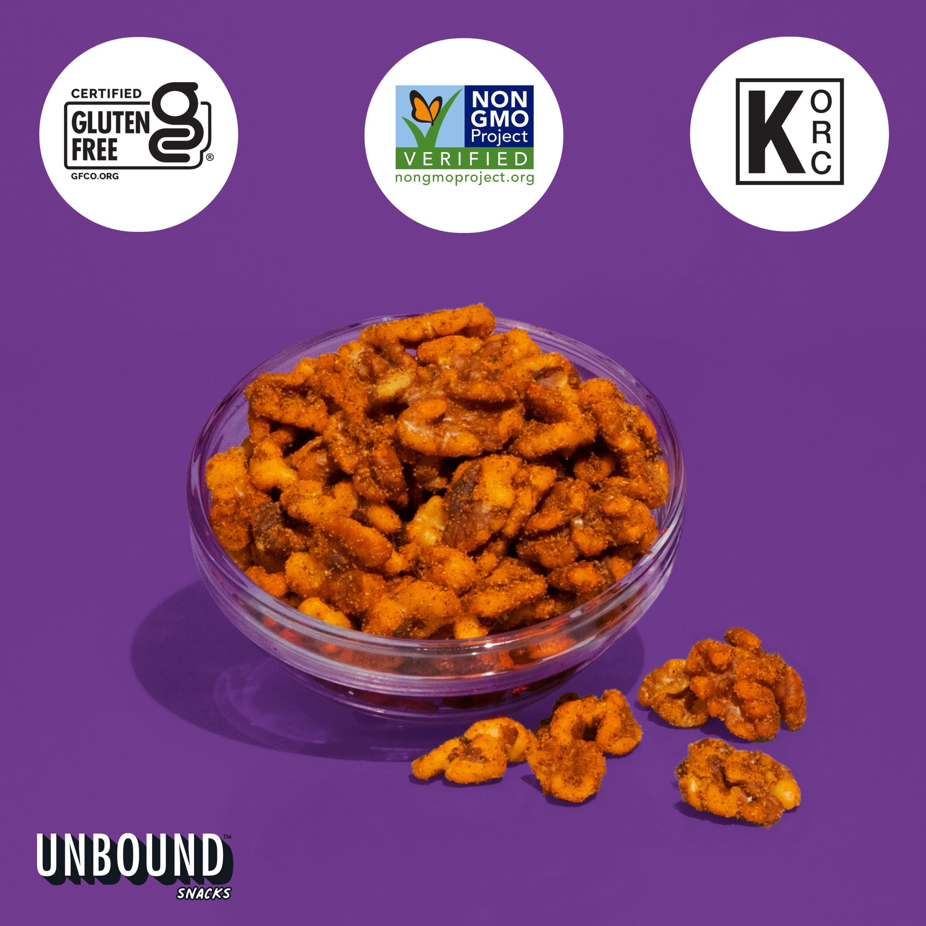 (Pack Of 6) Unbound Snacks Walnuts Bbq Habanero 4 Oz