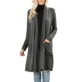 thumbnail image 1 of Womens Open Front Draped Slouchy Pocket Long Cardigan, 1 of 3