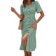 thumbnail image 2 of Vestido Veraniego Informal de Corta con Cuello en V para Mujer, con Botones y Estampado Floral, y Bolsillos Verde M, 2 of 5