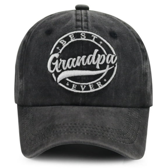 Best Grandpa Ever Hat for Men, Adjustable Washed Cotton Embroidered Grandfather Baseball Cap