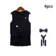 thumbnail image 2 of LYMAYTER Boys Formal Suit Set Kids Vest Shorts Outfit for Beach Wedding Graduation‌ 1Y-15Y, 2 of 8