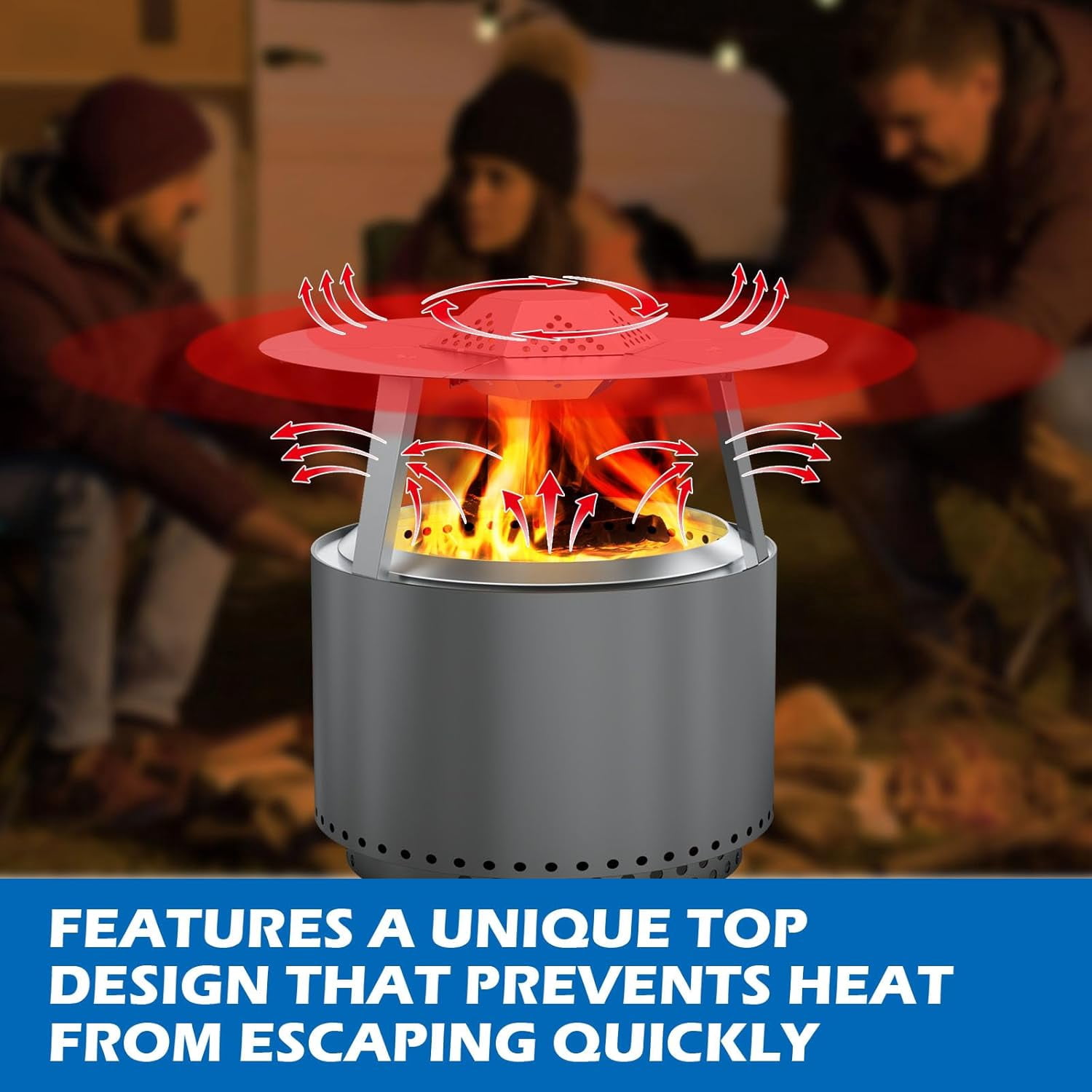304 Stainless Steel Heat Deflector with Handle and 3 Legs for 19.5-Inch Fire Pits