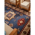 thumbnail image 4 of Rugsotic Carpets Hand Knotted Afghan Rugs Rectangle 6'x9' Aqua White Silk-Wool for Indoor Use, 4 of 11