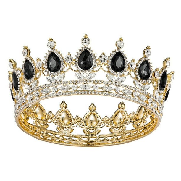 Tiara Minnieouse de boda hecha a mano de aleación dorada con diamante negro