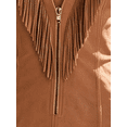 thumbnail image 4 of Morttic Sexy Sleeveless Fringe Dress for Women – Deep V-Neck Solid Color Faux Leather Bodycon Mini Dress with Zip Up Brown，M, 4 of 6