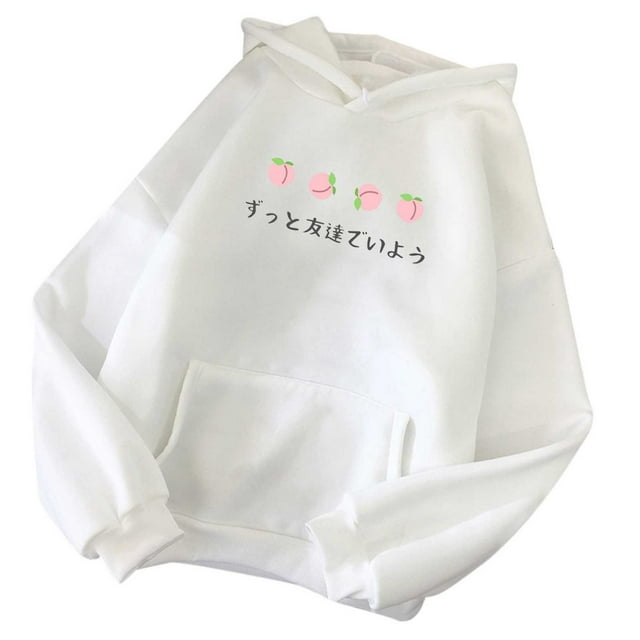 Pompotops Chandails en Molleton à Capuche pour Femmes, Imprimé Fraise, Manches Longues, Décontracté, avec Poche