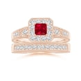 thumbnail image 4 of ANGARA Natural Aeon Square Ruby & Diamond Engagement Ring with Milgrain in 14K Rose Gold for Women (Size-4mm) | July Birthstone, Anniversary, Jewelry Gift for Women | Natural Ruby Ring, 4 of 10