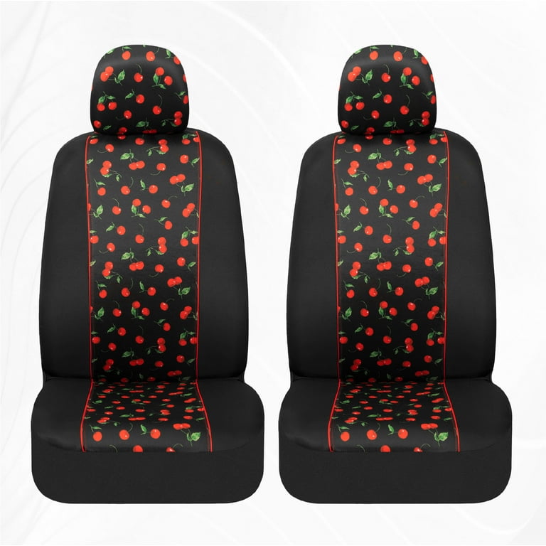 BDK Cheeky Cherry Theme Car Seat Covers Universal Fit Car Seat Covers for All Vehicle 2 Sets