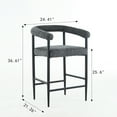 thumbnail image 5 of Modern Upholstered Bar Stools With Foam Filler Of 2, Dark Grey Boucle Fabric, Metal Frame & For Home, Kitchen Island, Dining Room, Cafe Armrest Chairs Fabric, 5 of 7