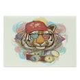 thumbnail image 1 of Animal Cutting Board, Hipster Rapper Tiger Sunglasses Hat and Camera Artist Hippie Comic Print, Decorative Tempered Glass Cutting and Serving Board, Large Size, Multicolor, by Ambesonne, 1 of 1