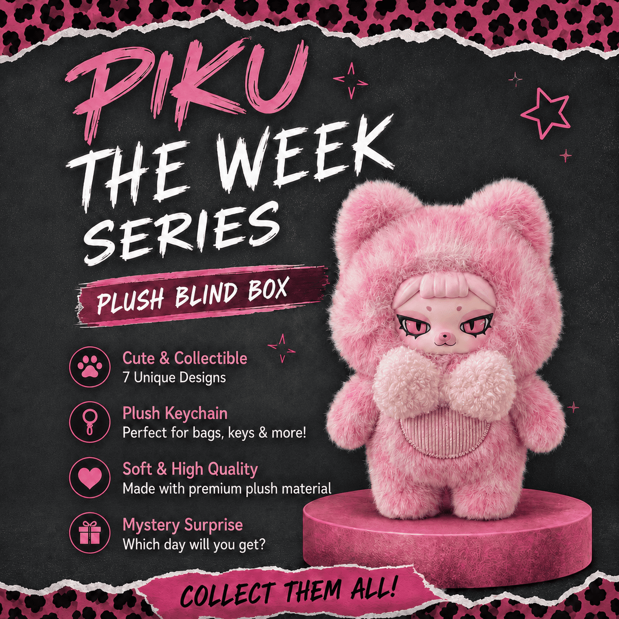 PIKU The Week Series Blind Box Plush Keychain Mystery Box – Anime