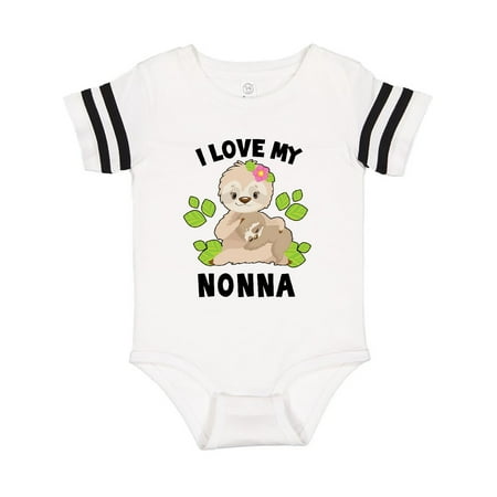 

Inktastic Cute Sloth I Love My Nonna with Green Leaves Gift Baby Boy or Baby Girl Bodysuit