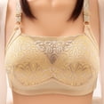 thumbnail image 2 of Ashirexll Push up Bras for Women, Lace Bras for Women, Solid Color Wireless Thin Hollow Out Soft Breathable Sexy Bras Beige G L, 2 of 3