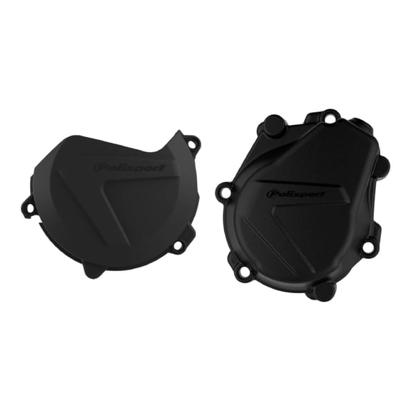 Polisport Clutch and Ignition Cover Protector Kit (Black) - Compatible with KTM and Husqvarna