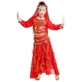 thumbnail image 2 of CUZIBR Toddler Girls Dance Performance Outfit Sets Belly Dance Kids Ethnic Dance Dress Stage For Children Clothes Sets,Red,2-3 Years, 2 of 6