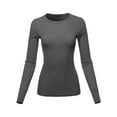 thumbnail image 2 of A2Y Women's Basic Solid Long Sleeve Crew Neck Fitted Thermal Top Shirt Charcoal XL, 2 of 6