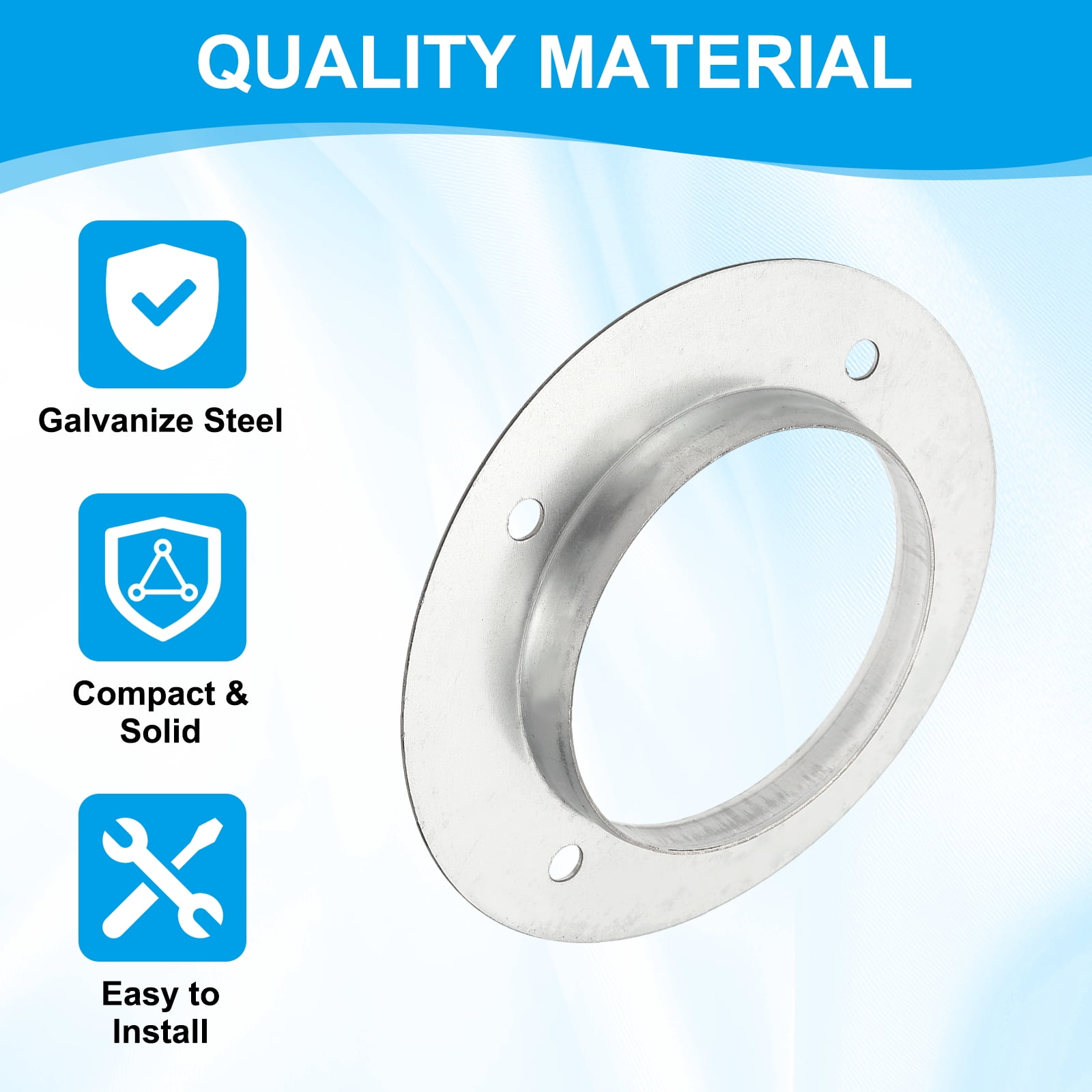 Uxcell 2Pcs 4 Inch Duct Connector Flange, Metal Straight Pipe Exhaust Flange Duct Mounting Plate for Heating Cooling Ventilation HVAC System, Galvanize Steel