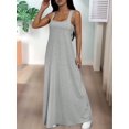 thumbnail image 6 of Women'S Two-Piece Sleeveless Square Neck Tank Maxi Dress with Built-in Crop Top Deep Space Gray S, 6 of 9