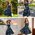 thumbnail image 5 of Jiueut Blue Butterfly Pattern Matching Hawaiian Outfits for Couples, Women's Casual Summer Flowy Sleeveless Crewneck Dress Men's Hawaiian Button Down Aloha Shirt, XS, 5 of 5