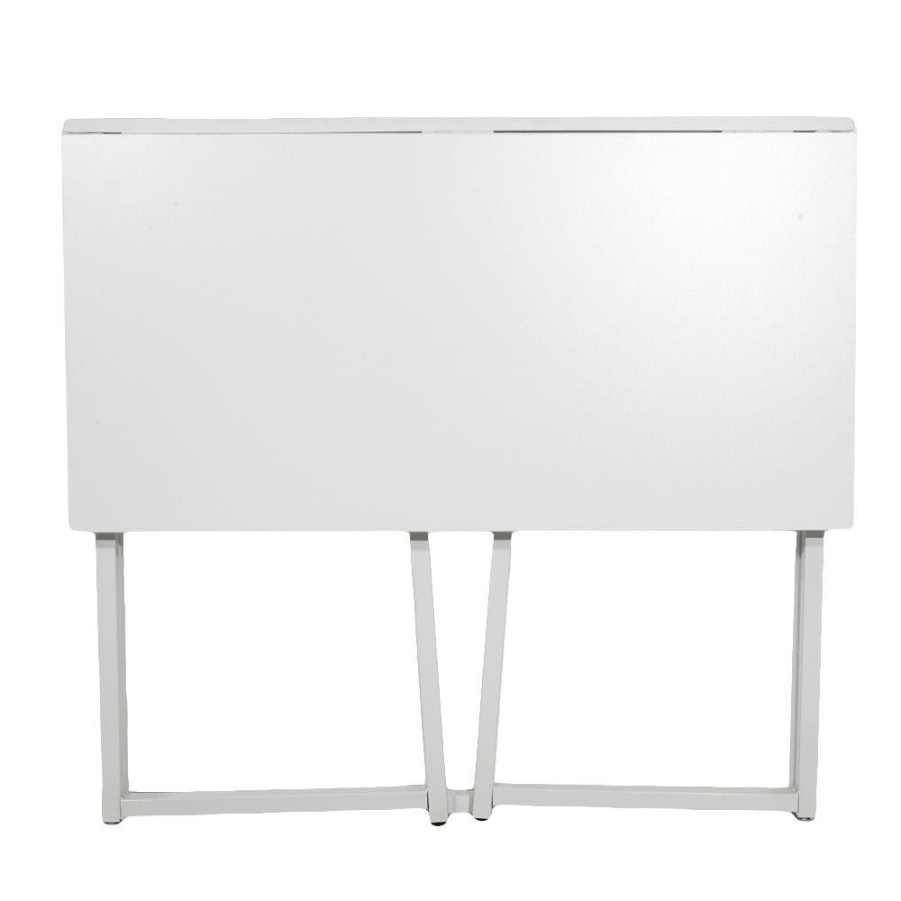 UBesGoo Modern Folding Computer Desk White for Small Space Foldable Laptop Table Workstation Writing Table Wood with Metal Frame