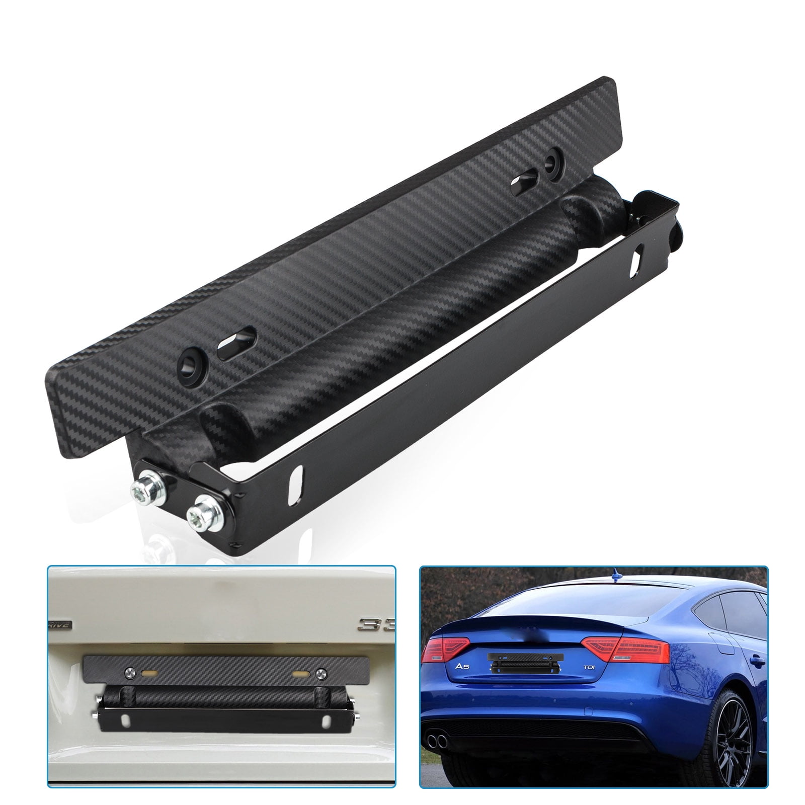 Universal Adjustable Carbon Fiber Car Racing License Plate Frame Holder Bracket