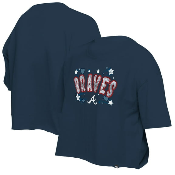 Girls Youth New Era Navy Atlanta Braves Flip Sequin Team T-Shirt