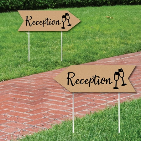 - Rustic Wedding Reception Signs - Wedding Sign Arrow - Double Sided Directional Yard Signs - Set of 2 Reception Signs