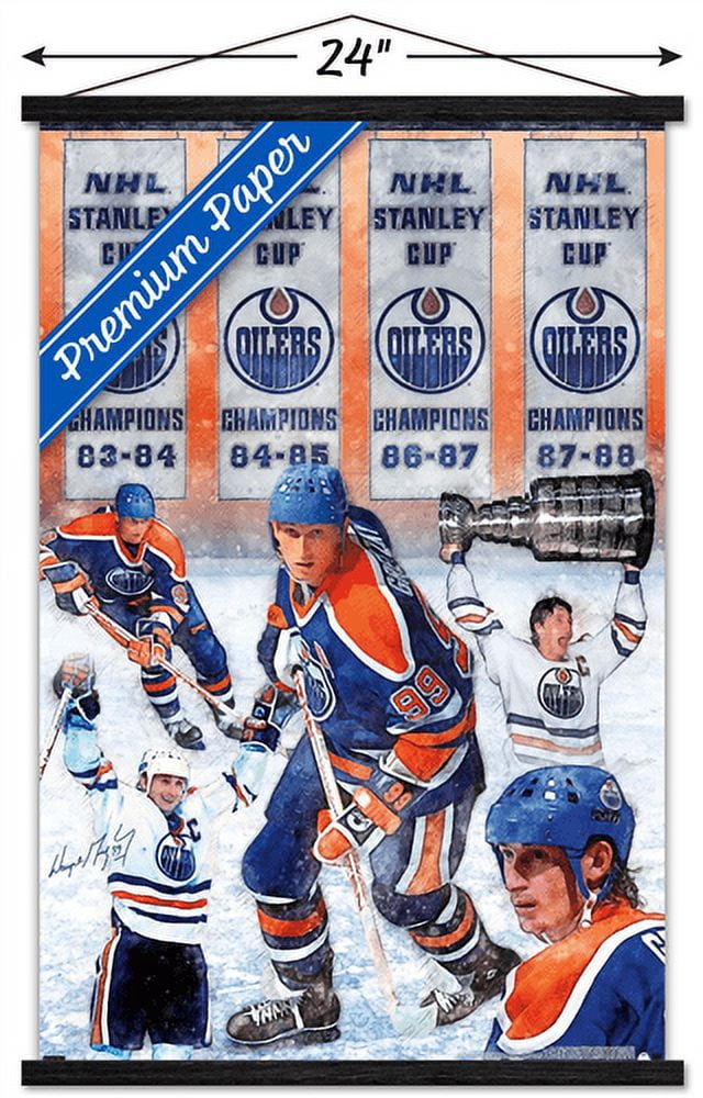 Wayne Gretzky - Banners Wall Poster with Wooden Magnetic Frame, 22.375" x 34"