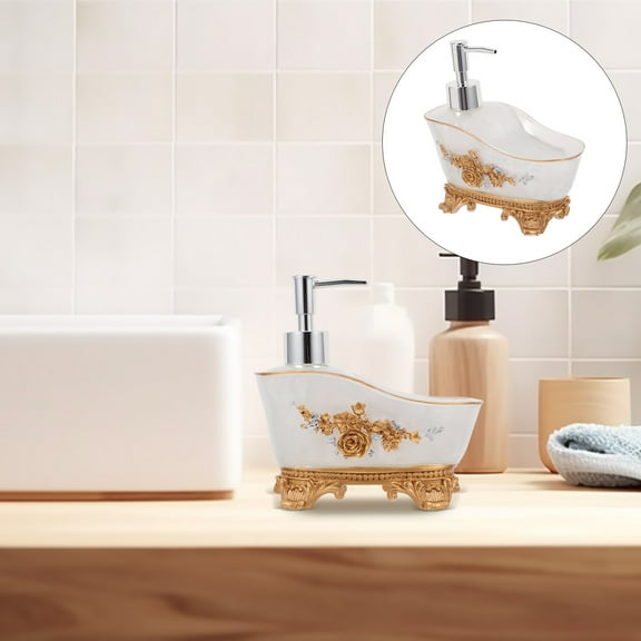 MLINS Refillable Vintage Bathroom Accessories Bathtub Shaped Lotion Bottle Soap Organizer European Style Pump Dispenser For Shampoo Conditioner Body Wash