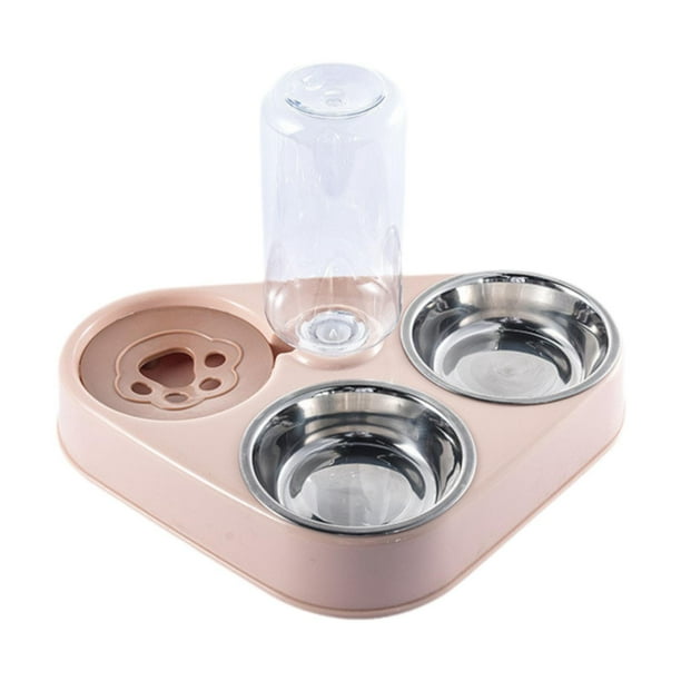 Comedero automático 3 en 1 para mascotas y gatos, portátil, desmontable y compacto. Rosa