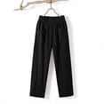 thumbnail image 6 of ZHYou No Boundarie Summer Linen Pants for Women Stretch Waist Straight Leg Lightweight Pull On Baggy Fit Trousers with 2 Flat Pockets Black Size L, 6 of 6