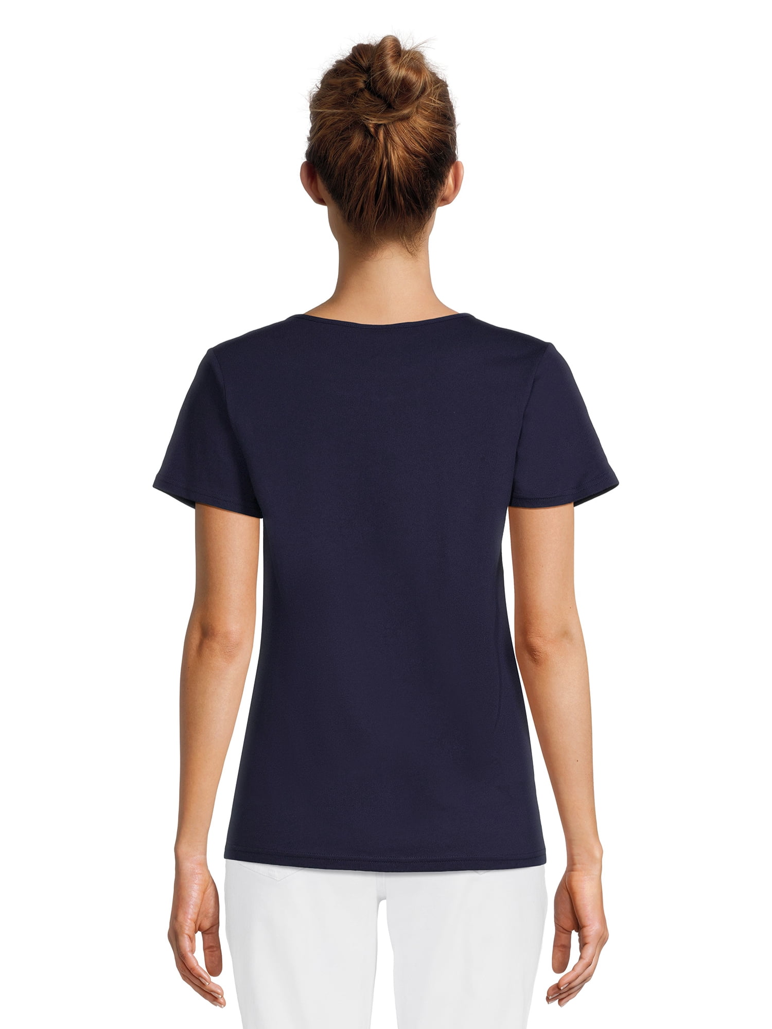 RealSize Women's Embellished Crewneck Tee with Short Sleeves, Sizes XS-3XL