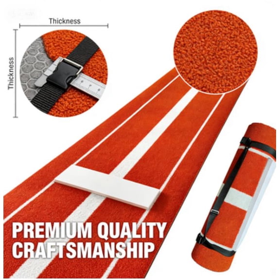 Baseball Hitting Mat, 10x3  ft Batting Cage Mat, Batters Box Turf Mats, Softball Batting Practice Equipment with Home Plate and Durable Turf, Portable Training Aid for Indoor and Outdoor Use