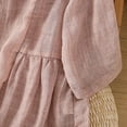 thumbnail image 4 of MIXUE Womens Summer Tops Solid Color Round Neck Botton Long Sleeve Retro Loose Tshirts Outwear,Pink,L, 4 of 9