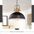 thumbnail image 2 of Emliviar 10.2 Inch 1-Light Farmhouse Pendant Light, Modern Pendant Lighting for Kitchen Island, Hammered Metal Dome Shade in Black Finish, GE269MIL BK+WD, 2 of 6