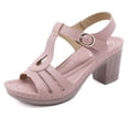 thumbnail image 1 of Sandalias europeas y americanas, sandalias con costuras con hebilla de metal para mujer, sandalias cómodas de tacón alto grueso de talla grande, 1 of 5