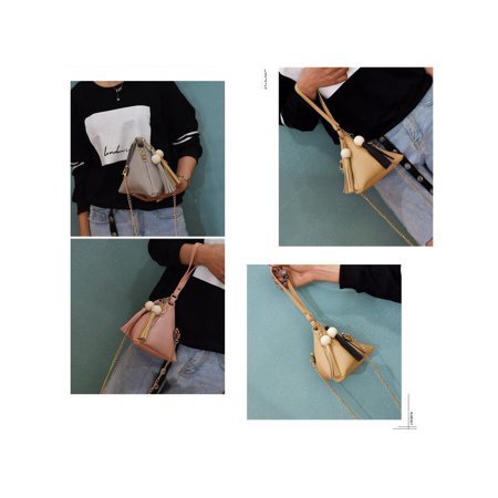 Leather Mini Messenger Bag - Triangle bag Women Tassels Leather Mini Triangle Small Shoulder Handbag Messenger Bag Purse